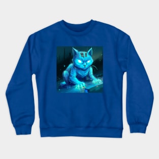 Futuristic Techno Cyber Cat Crewneck Sweatshirt